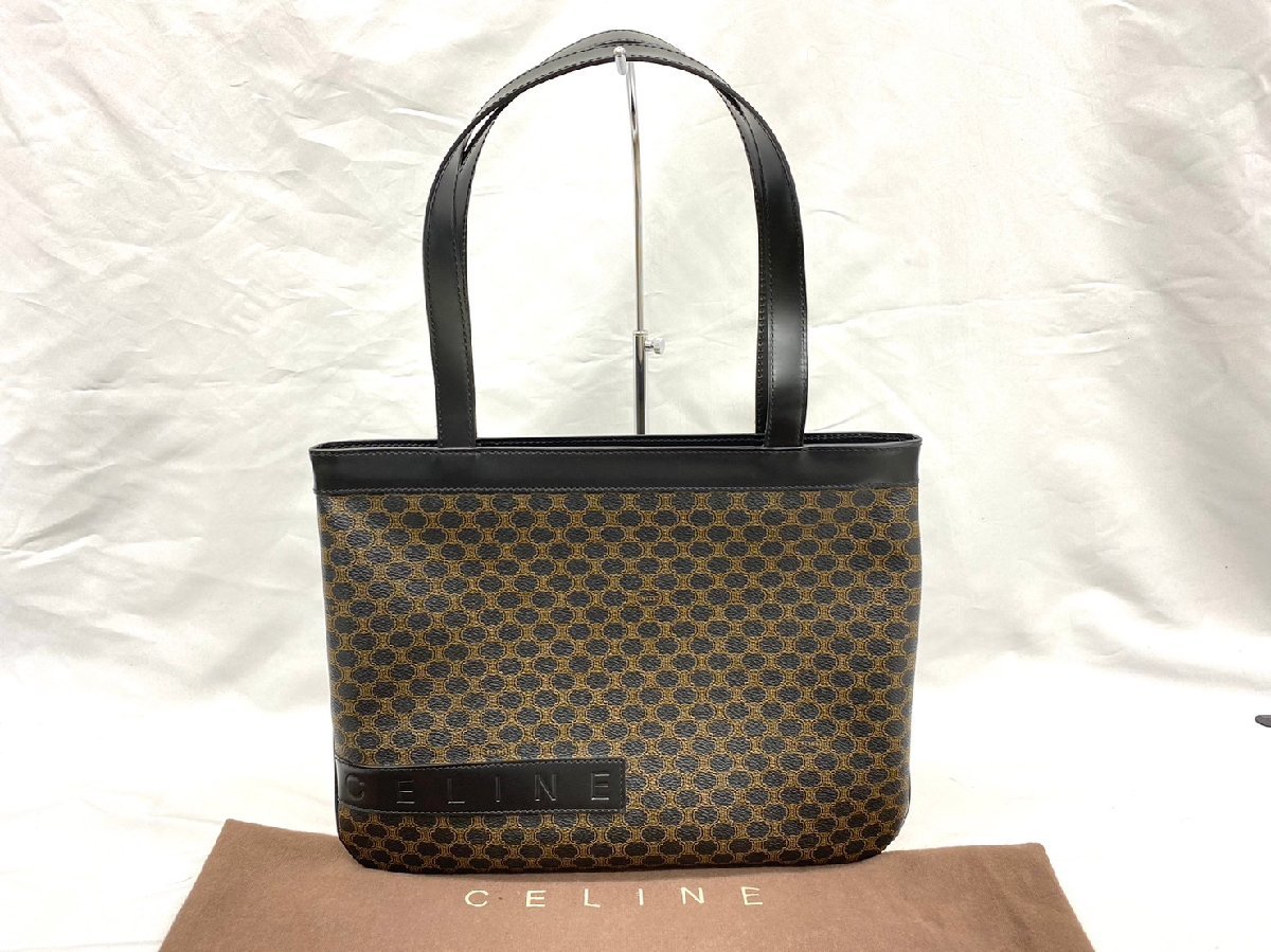 セリーヌ マカダム柄 CELINE PVC×レザー PVC⁄レザー マカダム 1円 