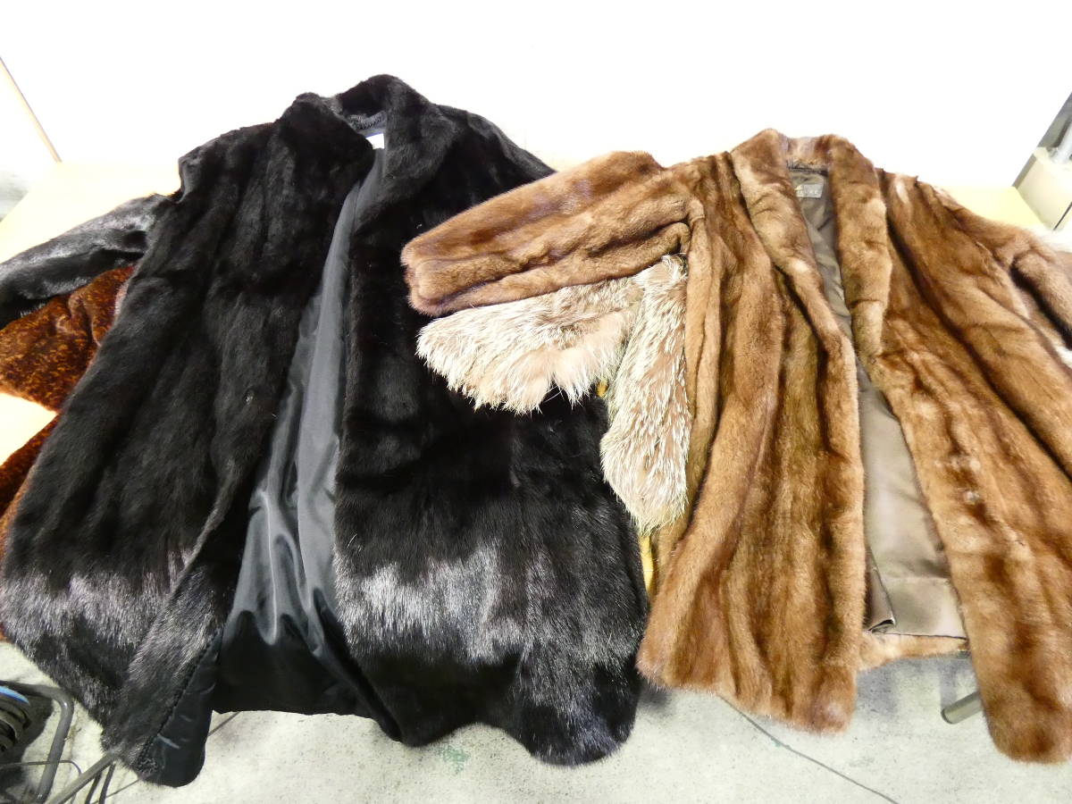 ☆USED! SAGA MINK・EMBAなど 毛皮5点 まとめ① ★銀サガ/エンバ/リアルファー/サイズ・種類アソート/仕入れ ※現状品 ＠140 (12)