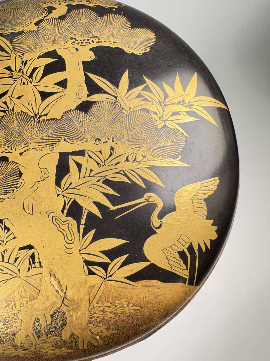日本美術 古銅鏡 蓬莱鏡 松鶴亀図 和鏡 銅鏡 蒔絵時代共