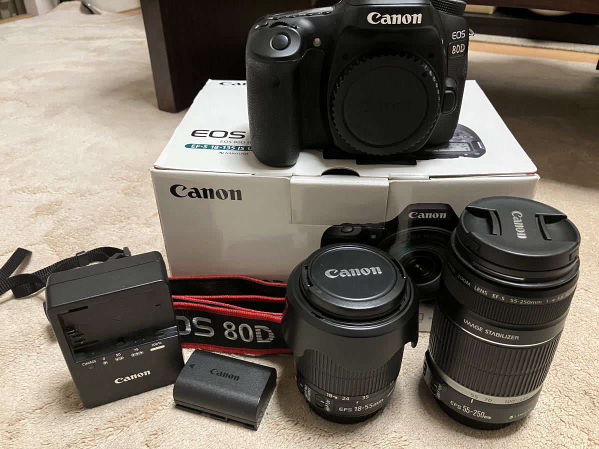 超美品 【Canon EOS 80D ダブルレンズセット】 Wi-Fi搭載 EOS 80D ダブルズームレンズセット カメラ、光学機器 家電、AV、カメラ