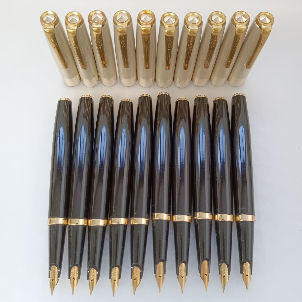 436 エボナイト製 金サヤ 万年筆 10本セット ペン先 14K GOLD PLATED等