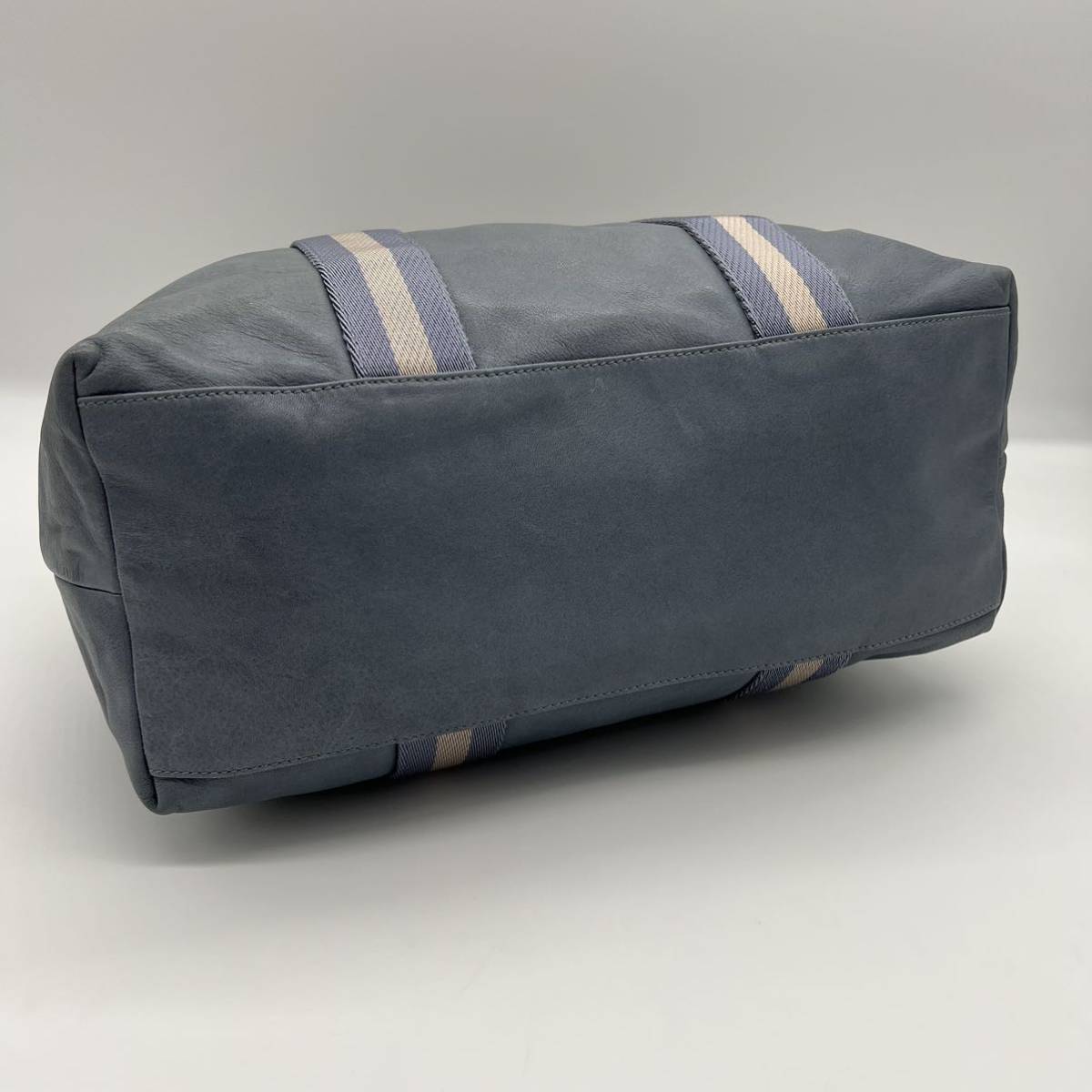 1円 BALLY バリー メンズ ビジネス トートバッグ ハンド トレインスポッティング レザー 本革 ブルー 青 肩掛け A4収納 大容量 