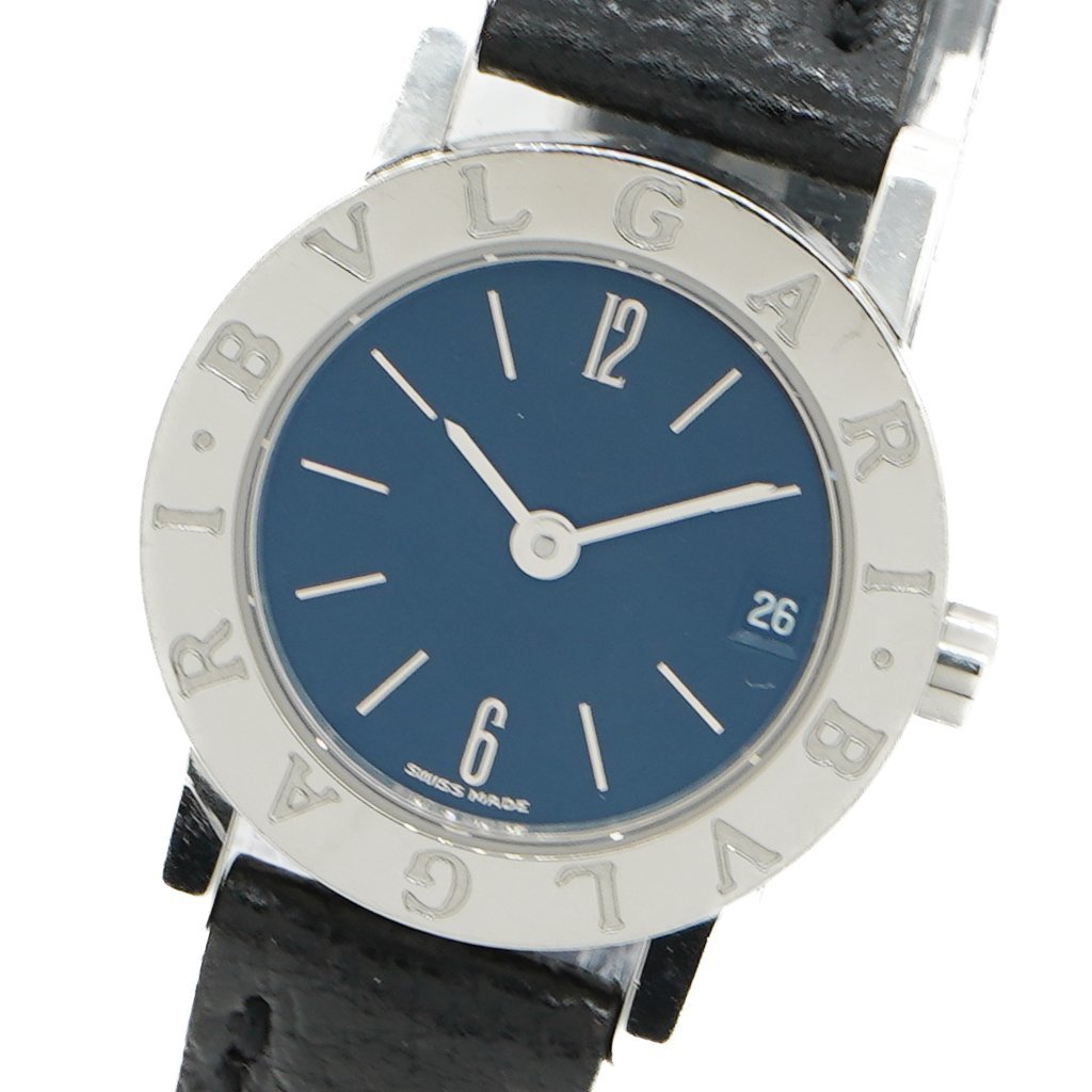 1円 稼働 BVLGARI ブルガリ ブルガリ QZ BB23SL 青文字盤 SS 革ベルト ブランド レディース 腕時計 クオーツ ウォッチ 1134720231219