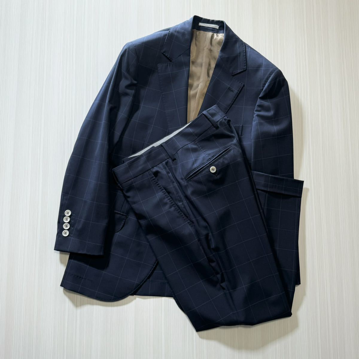 L14☆極上セットアップ スーツ ウール100% ブルネロクチネリ BRUNELLO