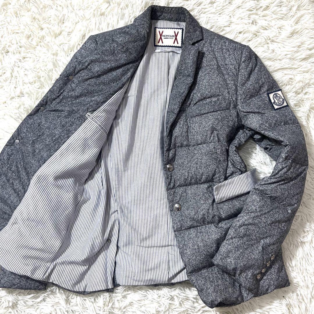 美品 モンクレールガムブルー MONCLER GAMME BLEU テーラードジャケット キルティング ダウン 1 M位 ワッペン トムブラウン