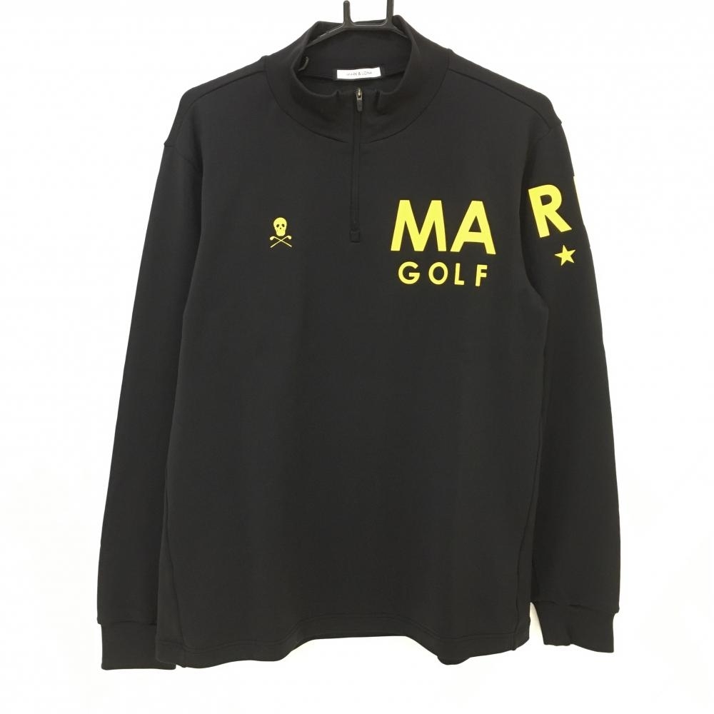 超美品マークアンドロナ 長袖ハイネックシャツ 黒×イエロー ハーフ