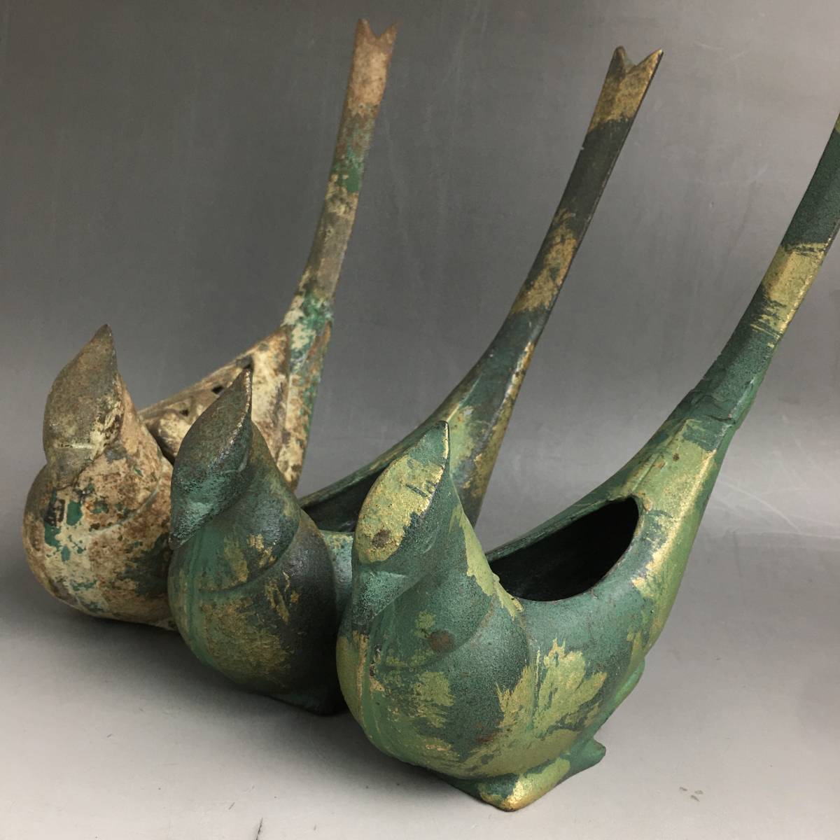 KI25/84 高岡銅器 雉子 香炉 まとめて3点 美術鋳物 雉 置物 工芸品