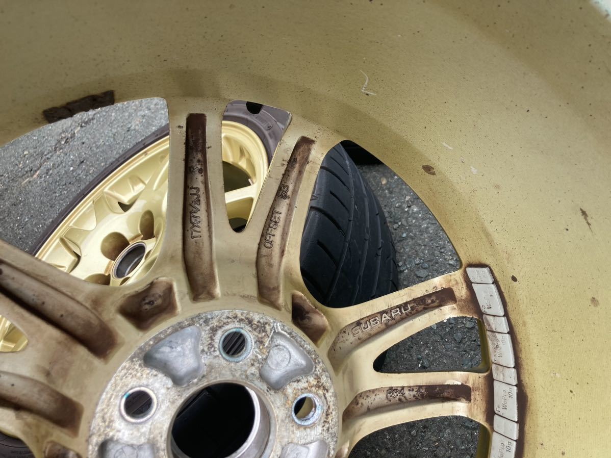 愛知 スバル 純正 GDB インプレッサ WRX STI タイヤ ホイール　7.5JJ+53 5穴　2019 225/45R17 17 ブレンボ　セリカ　86 dz102 ダンロップ スバル インプレッサ ＷＲＸ 8.8万Km (愛知県)[647]の中古車 4個セット