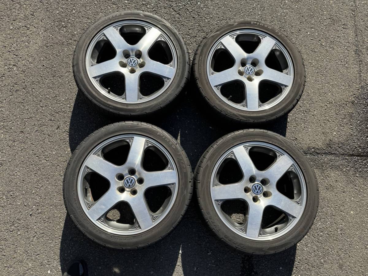 45-4110x フォルクスワーゲン ゴルフ4 純正 アルミホイール4本 17インチ 17×7J +38 PCD100 5穴 225/45/17 ニュービートル ポロ クロスポロ_1