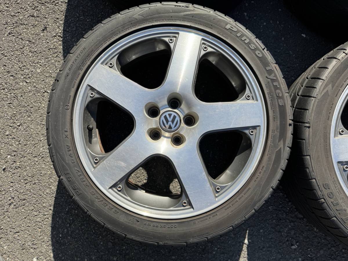 45-4110x フォルクスワーゲン ゴルフ4 純正 アルミホイール4本 17インチ 17×7J +38 PCD100 5穴 225/45/17 ニュービートル ポロ クロスポロ_2