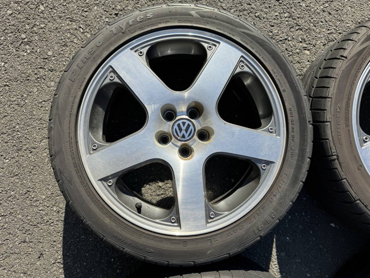 45-4110x フォルクスワーゲン ゴルフ4 純正 アルミホイール4本 17インチ 17×7J +38 PCD100 5穴 225/45/17 ニュービートル ポロ クロスポロ_3