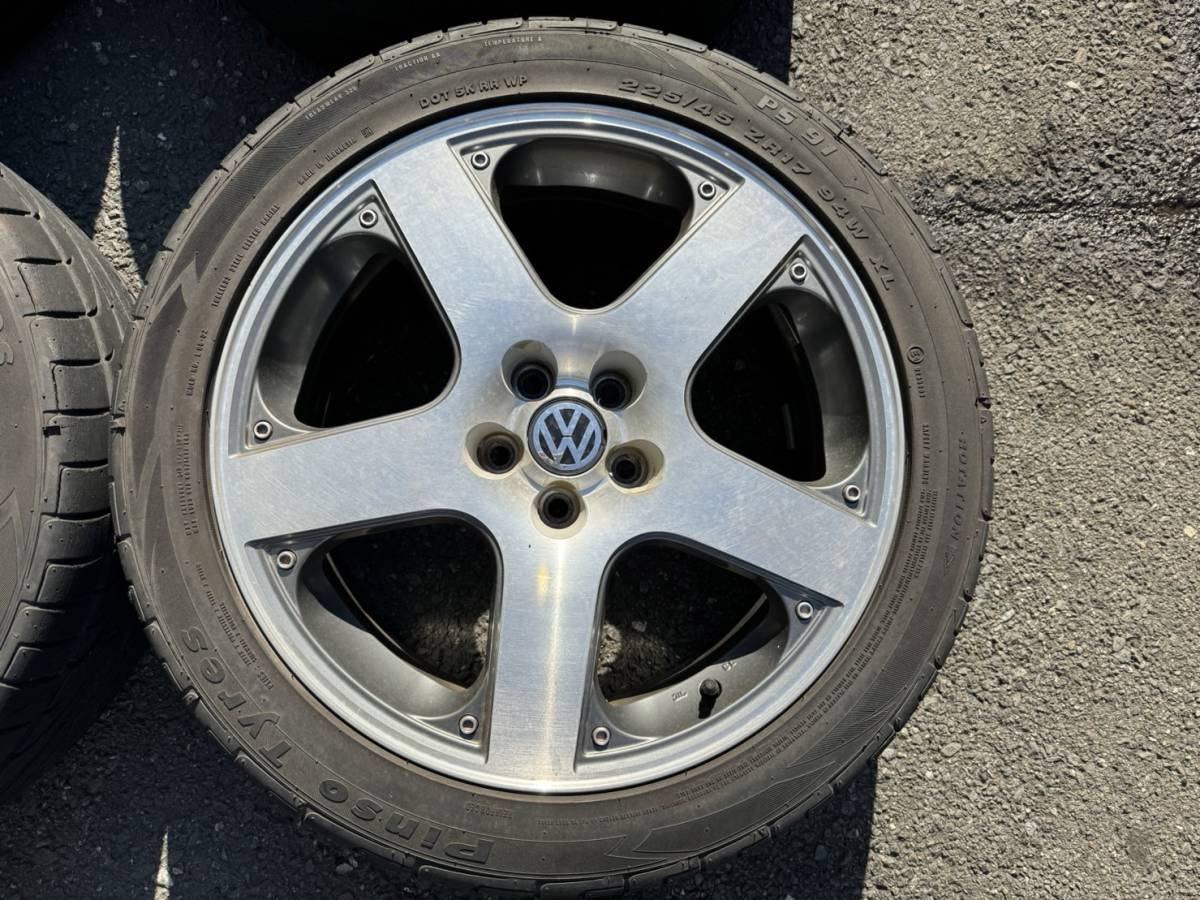 45-4110x フォルクスワーゲン ゴルフ4 純正 アルミホイール4本 17インチ 17×7J +38 PCD100 5穴 225/45/17 ニュービートル ポロ クロスポロ_4