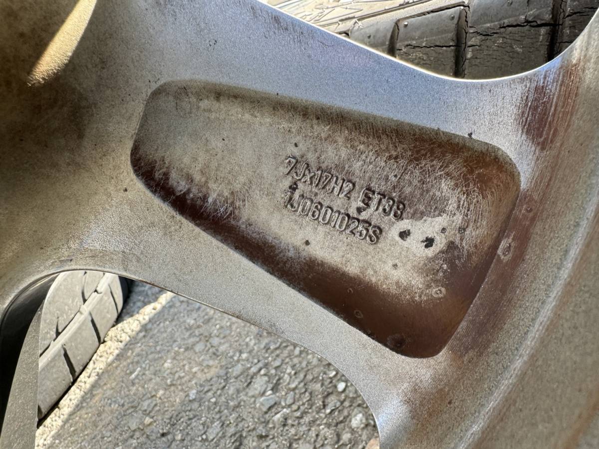 45-4110x フォルクスワーゲン ゴルフ4 純正 アルミホイール4本 17インチ 17×7J +38 PCD100 5穴 225/45/17 ニュービートル ポロ クロスポロ_8