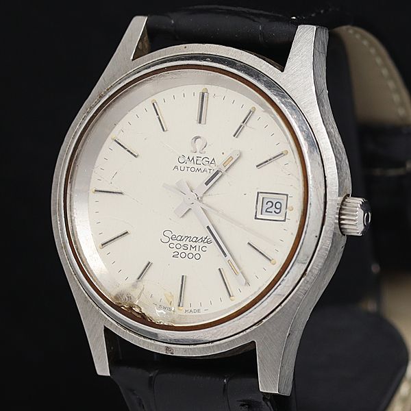 1円 オメガ シーマスター コスミック2000 AT/自動巻き シルバー文字盤 デイト BJT メンズ腕時計 KTR 0100100