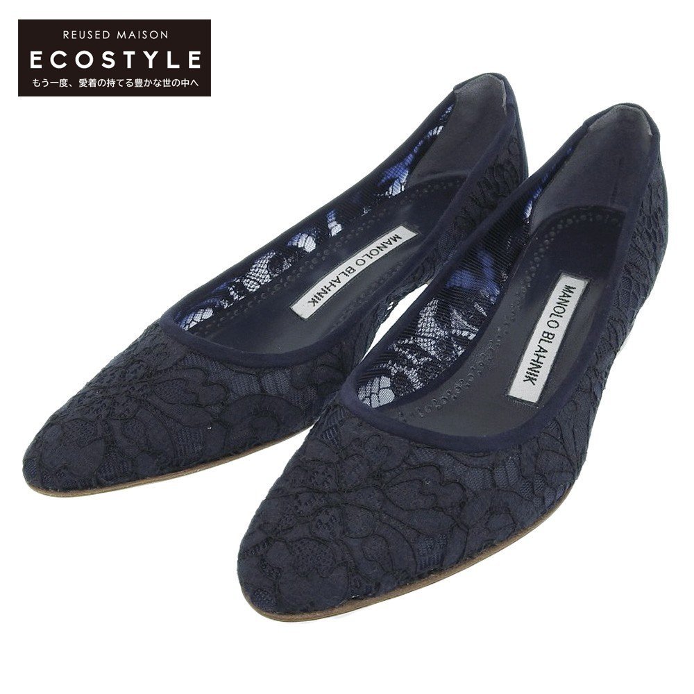 未使用 MANOLO BLAHNIK マノロブラニク レース パンプス レディース 