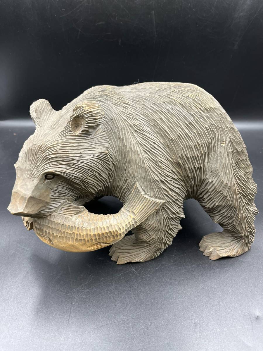 木製クマと魚の彫刻 【公式通販】 木製クマと魚の彫刻 【公式通販】