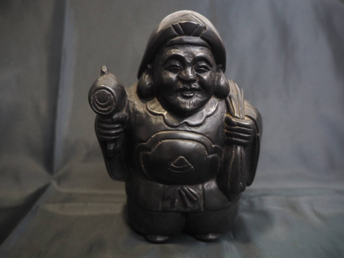 七福神　恵比寿様&大黒様　肩組む神々　 アンティーク縁起物　置物 ◇現品のみ◇芳山作 大黒様 恵比寿様 置物 縁起物 七福神 おまとめ2個