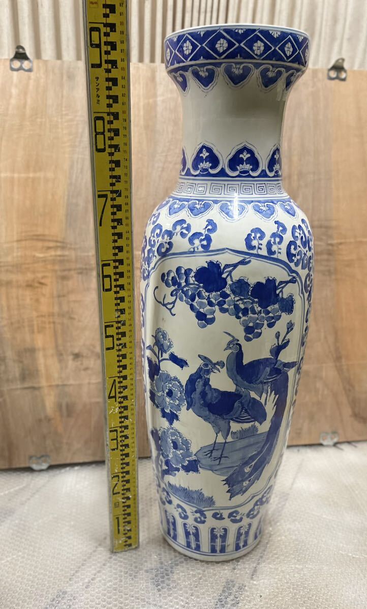 【古物】　中国　楚平作　花瓶　骨董品 特大 花瓶 高約90cm 大型 大壺 飾り壺 骨董品 花瓶 。(骨董陶磁器一般