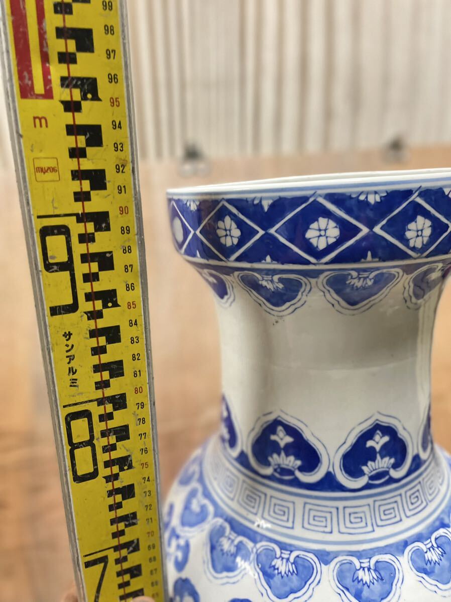 特大 花瓶 高約90cm 大型 大壺 飾り壺 骨董品 花瓶 。(骨董陶磁器一般