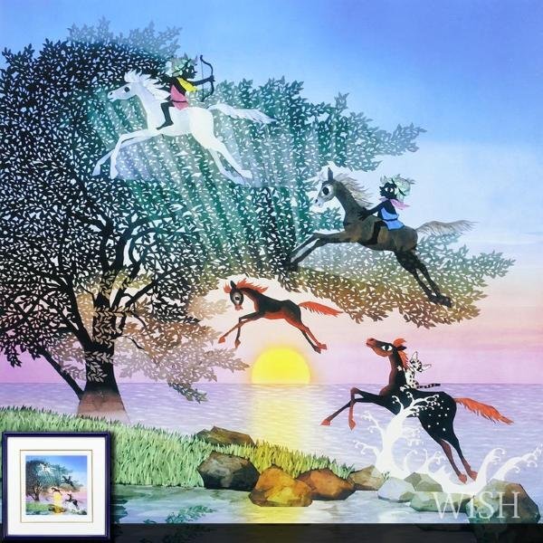 真作】【WISH】藤城清治「馬がとぶ」ダイヤモンドスクリーニング
