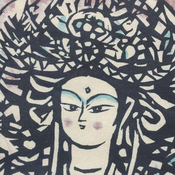 真作】【WISH】笹島喜平「弁財天」木版画 1963年作 直筆サイン 〇師