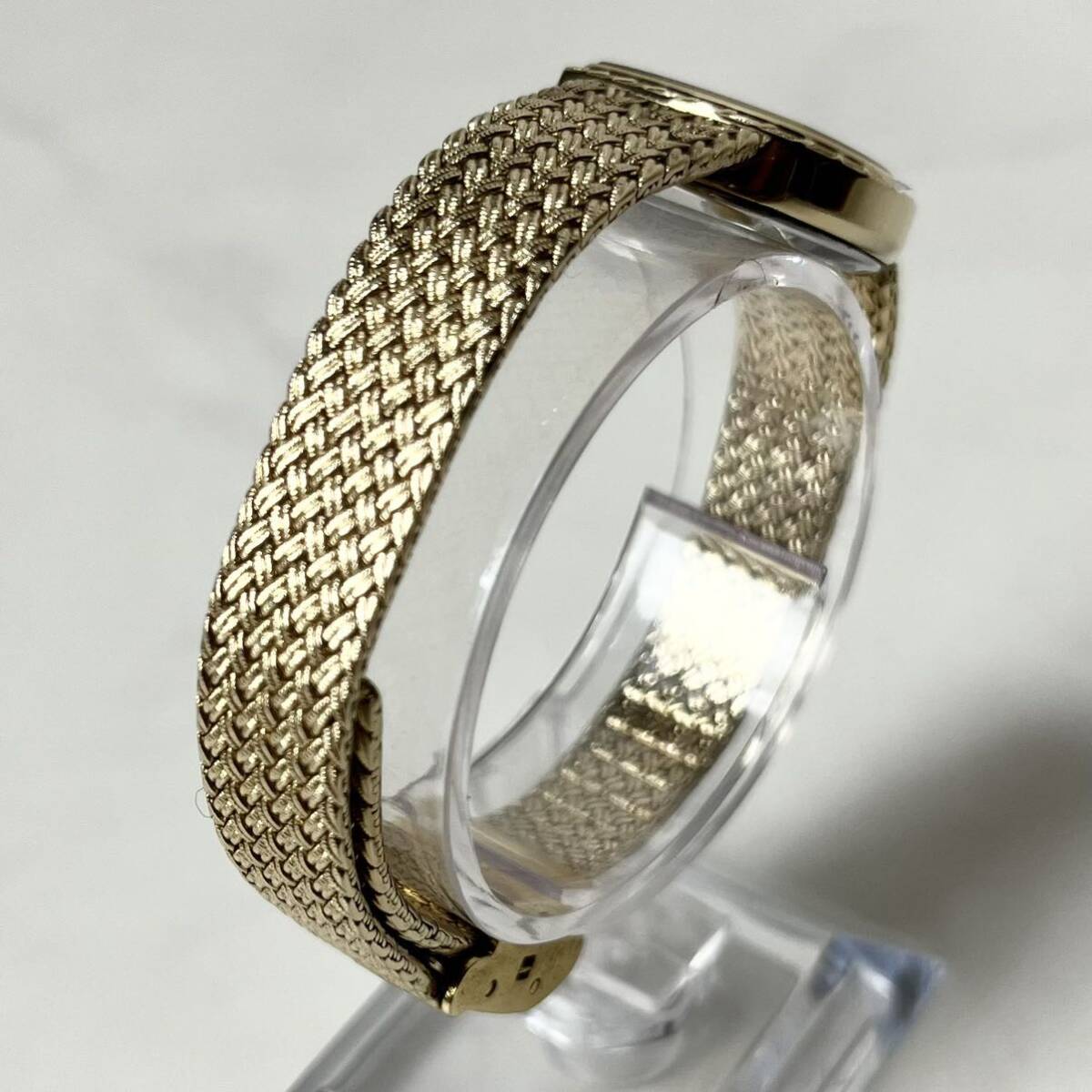 【実働】 CYMA シーマ 616s スクエア 腕時計 ウォッチ QZ クオーツ クォーツ 4Pダイヤモンド 編み込みベルト レディース ゴールド 稼働品_2