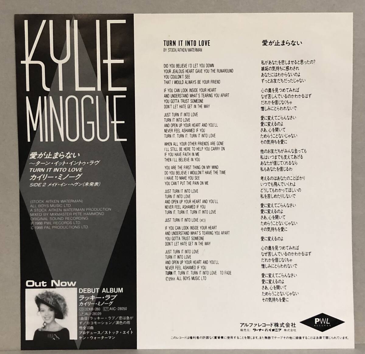 カイリー・ミノーグ Kylie Minogue/愛が止まらない Turn It Into Love