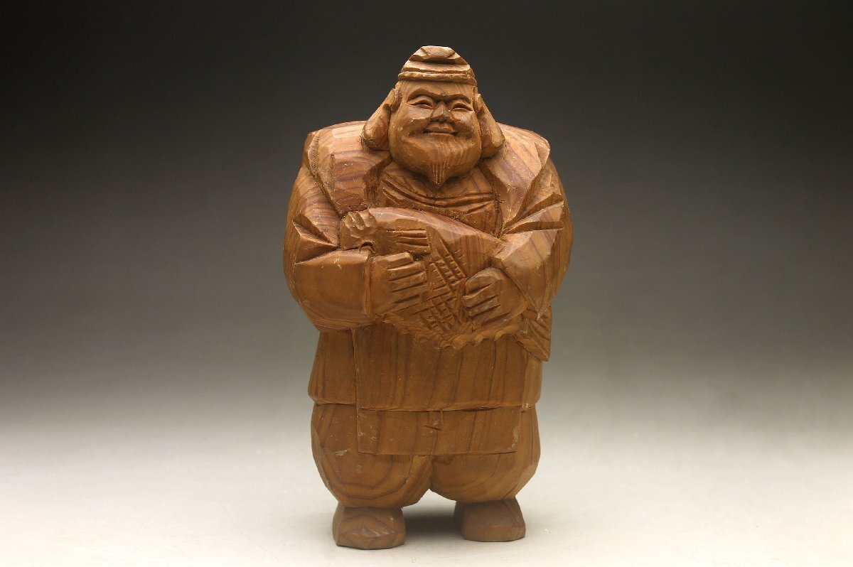 余韻】 時代物 大黒 恵比寿像☆仏教 仏像 自念仏 縁起物 五穀豊穣＜同 