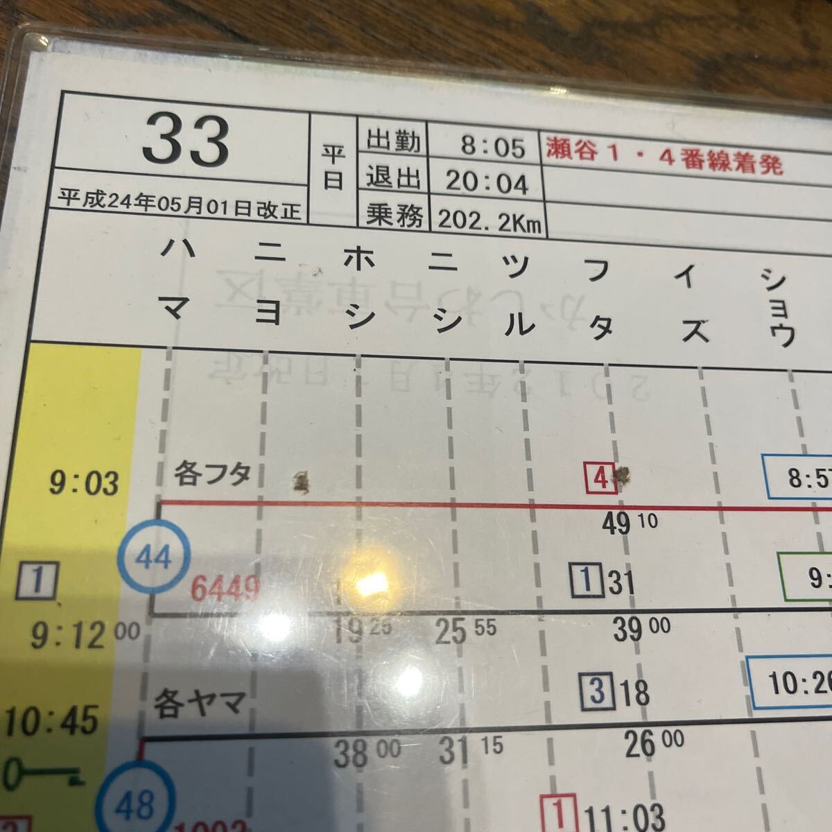 鉄道部品☆相鉄線スタフ 運転時刻表 行路表 第33士業(廃品、放出品