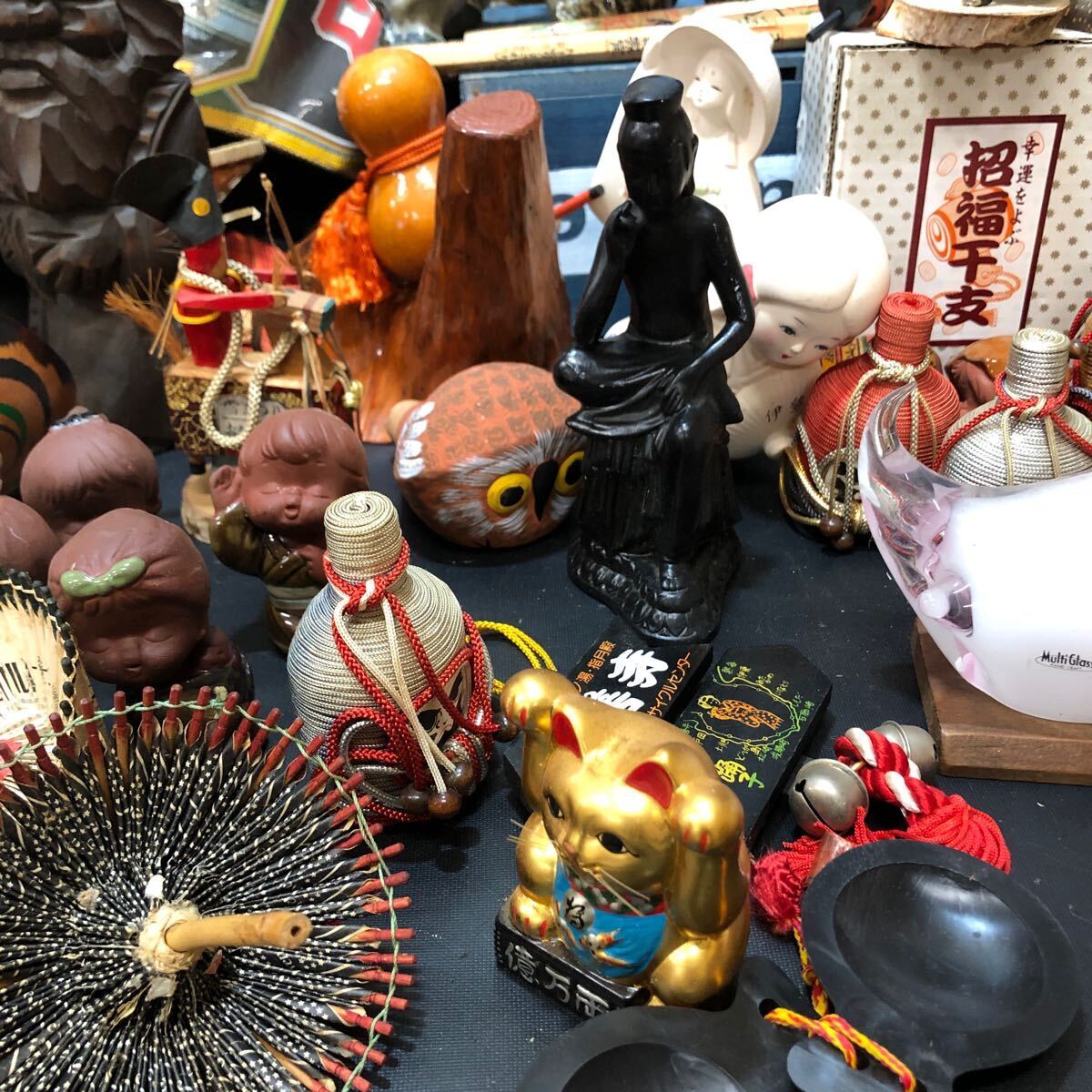 1741 【宝箱】 Japanese Souvenirs 和風置物 こけし/ガラス作品/神様