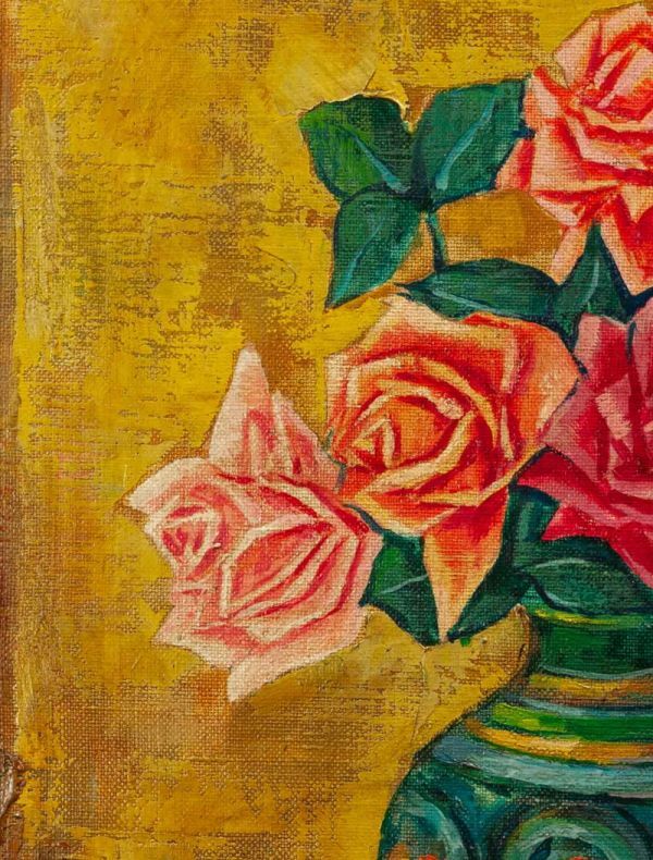 模写】児島善三郎『薔薇』油彩 手描き 表サイン 児嶋俊郎鑑定シール F6