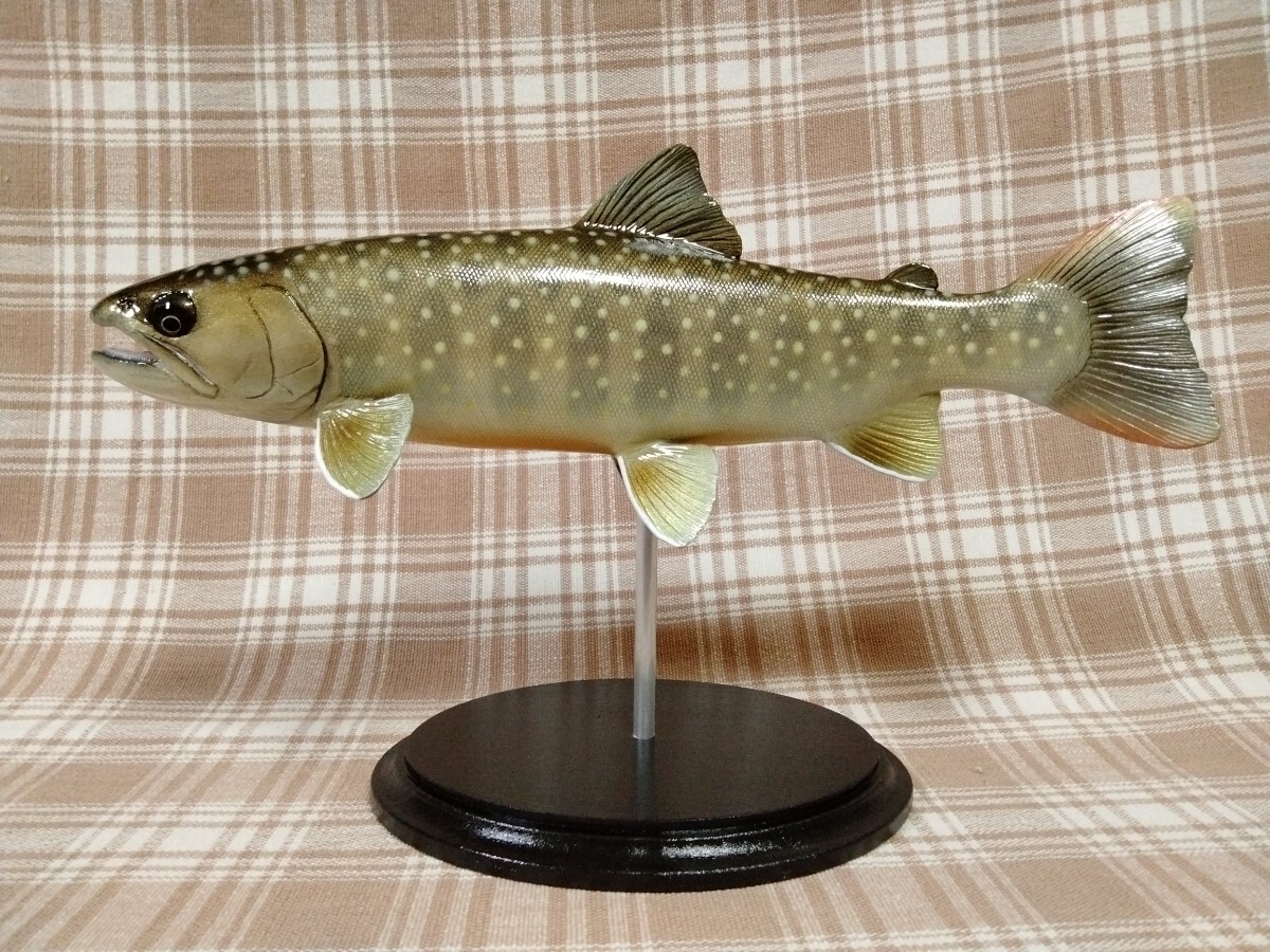1ハンドメイド　27cmイワナ　オショロコマ　　　 フィギュア　レプリカ　魚釣り ハンドメイド 27cmイワナ 魚模型 自作 フィギュア レプリカ 置物 釣り
