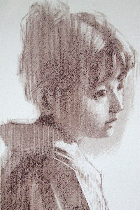 □上尚司 【着物の少女】 リトグラフ 直筆サイン エディション有り(石