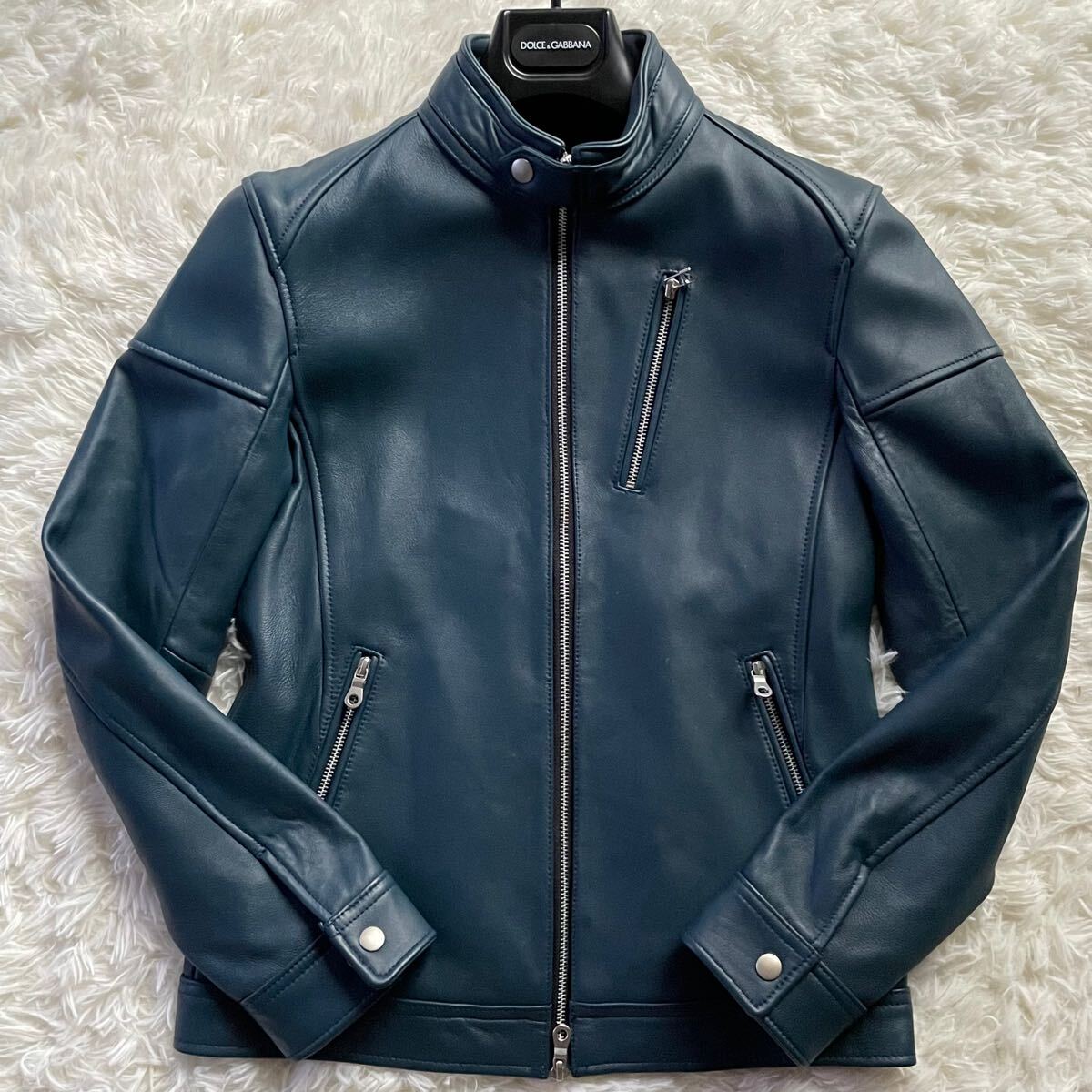 メンズビギ【未使用級美品】MEN'S BIGI ラムレザージャケット ネイビー