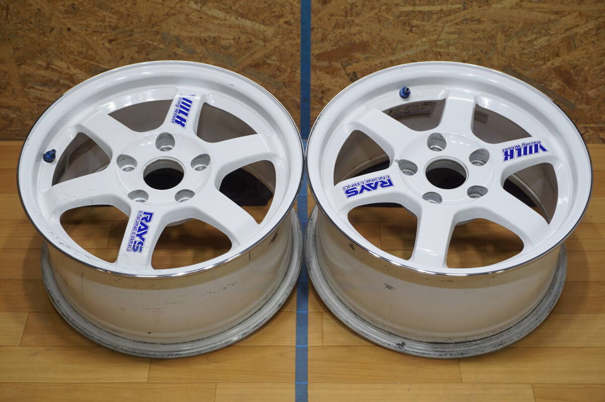 J1278-2 2本 RAYS VOLK TE37 PCD114.3 7.5J+43 当時物 白(