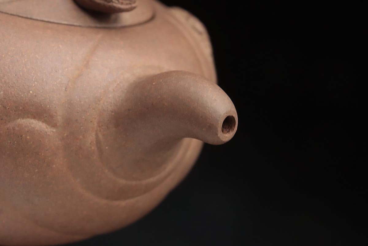 JM725 中国美術【盖款(在銘)】紫砂茶具 五点一式(紫砂小魚化龍壺 急須