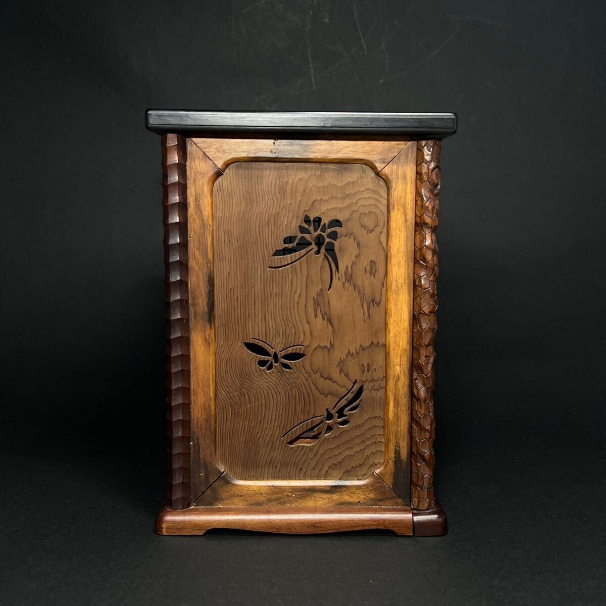 飾棚　唐木製　細工透彫　唐物　 茶箱　煎茶棚　 煎茶器局　煎茶道具　小箪笥　時代物　 _4