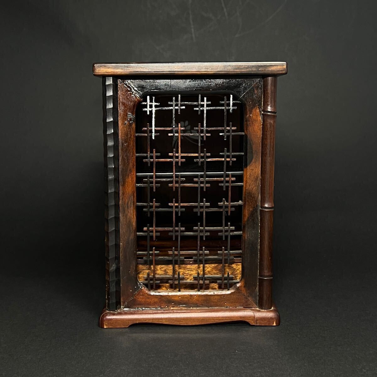 飾棚　唐木製　細工透彫　唐物　 茶箱　煎茶棚　 煎茶器局　煎茶道具　小箪笥　時代物　 _5