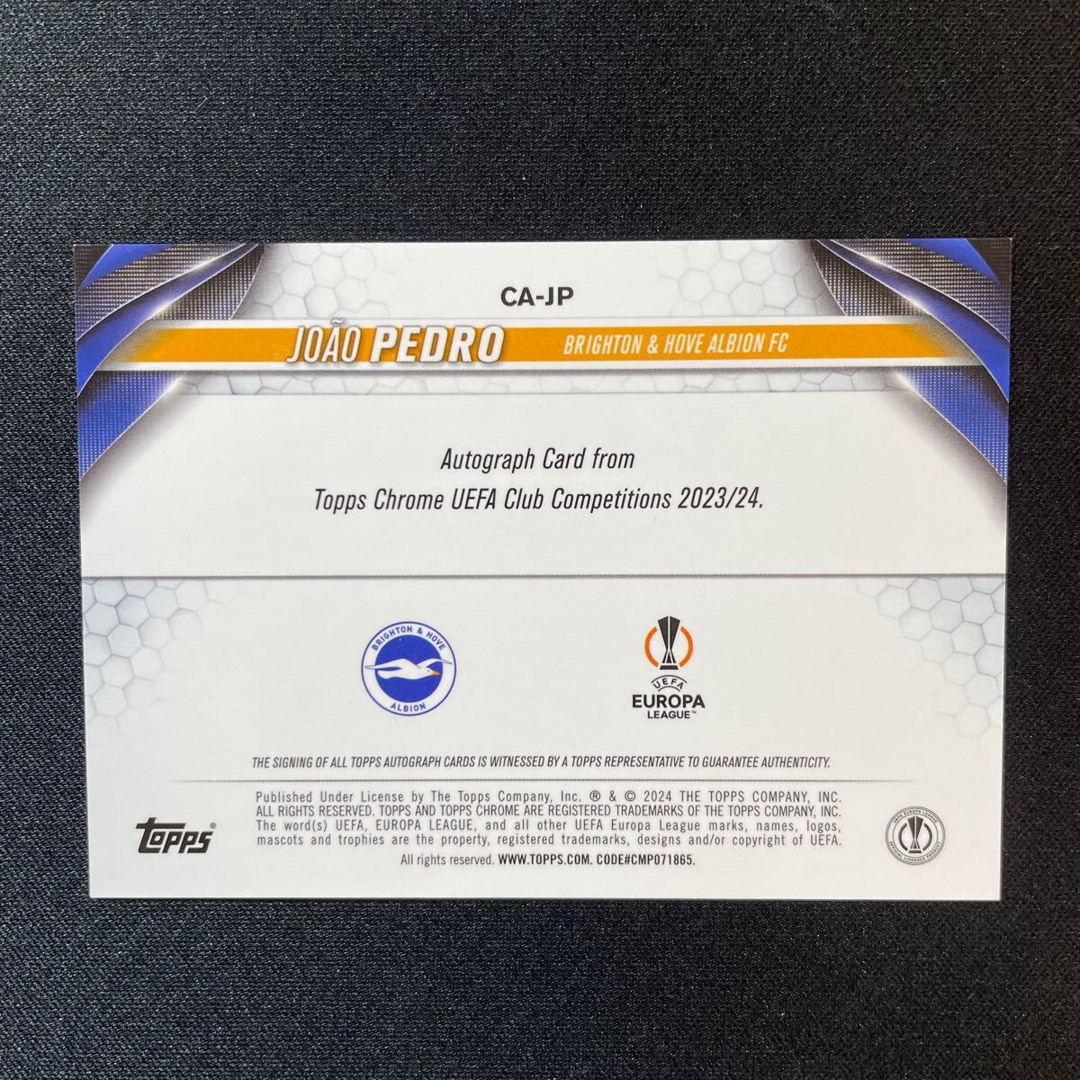 2023-24 Topps Chrome UEFA Joao Pedro Auto Brighton 直筆サイン