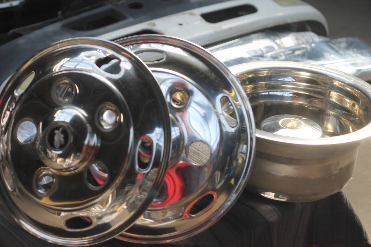 #3540 ISUZUいすゞ エルフ１６インチ５穴 ステンレスホイールライナーセット ブラックイーグル ジェットイノウエ JET INOUE ＃デコトラ_1