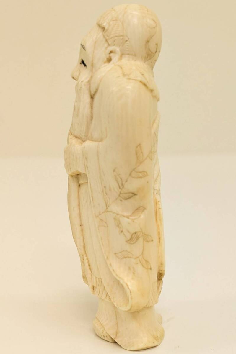 ☆七福神 寿老人? 置物 象牙風 在銘☆高さ約7.6cm 重さ62.4g☆東洋 牙