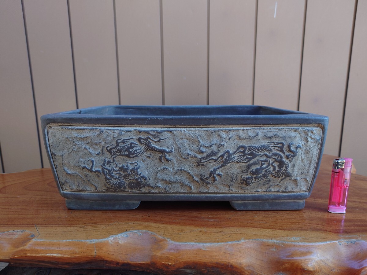 盆栽鉢 長辺 龍図 嵐山 谷嵐山 小型 約12.5cm 長方鉢
