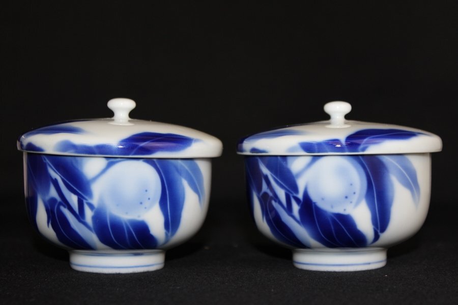 TB526宮内庁御用達 深川製磁 番茶器 共箱◇有田焼/茶器揃/桃/土瓶/上手