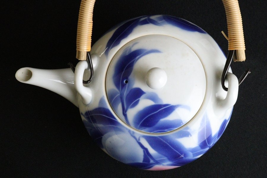 TB526宮内庁御用達 深川製磁 番茶器 共箱◇有田焼/茶器揃/桃/土瓶/上手