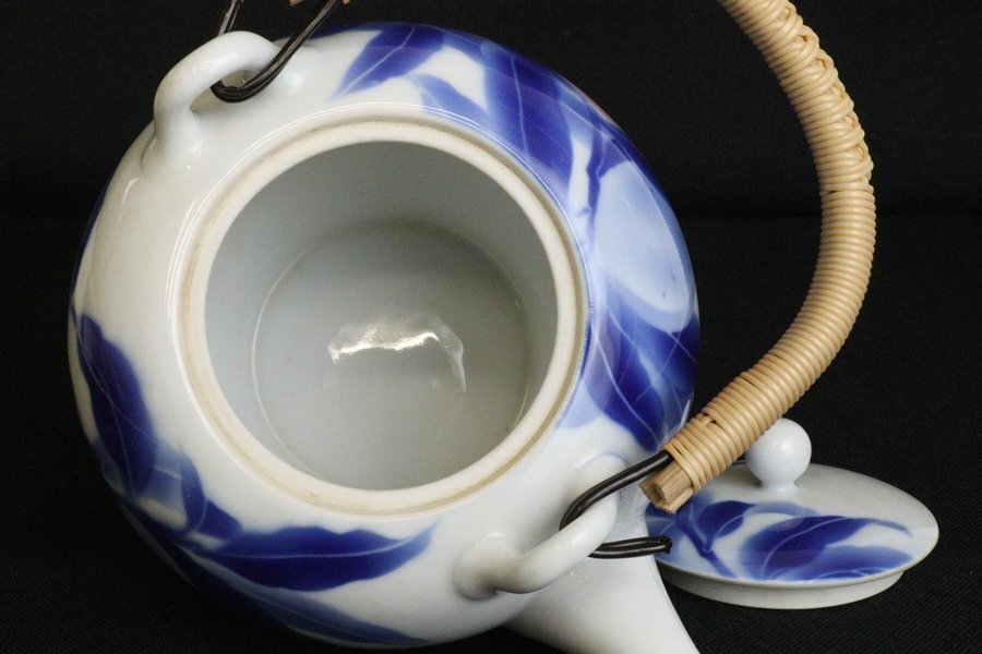TB526宮内庁御用達 深川製磁 番茶器 共箱◇有田焼/茶器揃/桃/土瓶/上手
