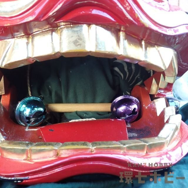 0KQ7◆古い 獅子舞 一式セット/獅子頭 被り物 縁起物 伝統芸能 正月 迎春 魔除け 厄払い 厄除け 民芸品 お正月 賀正 グッズ 送:-/160_4