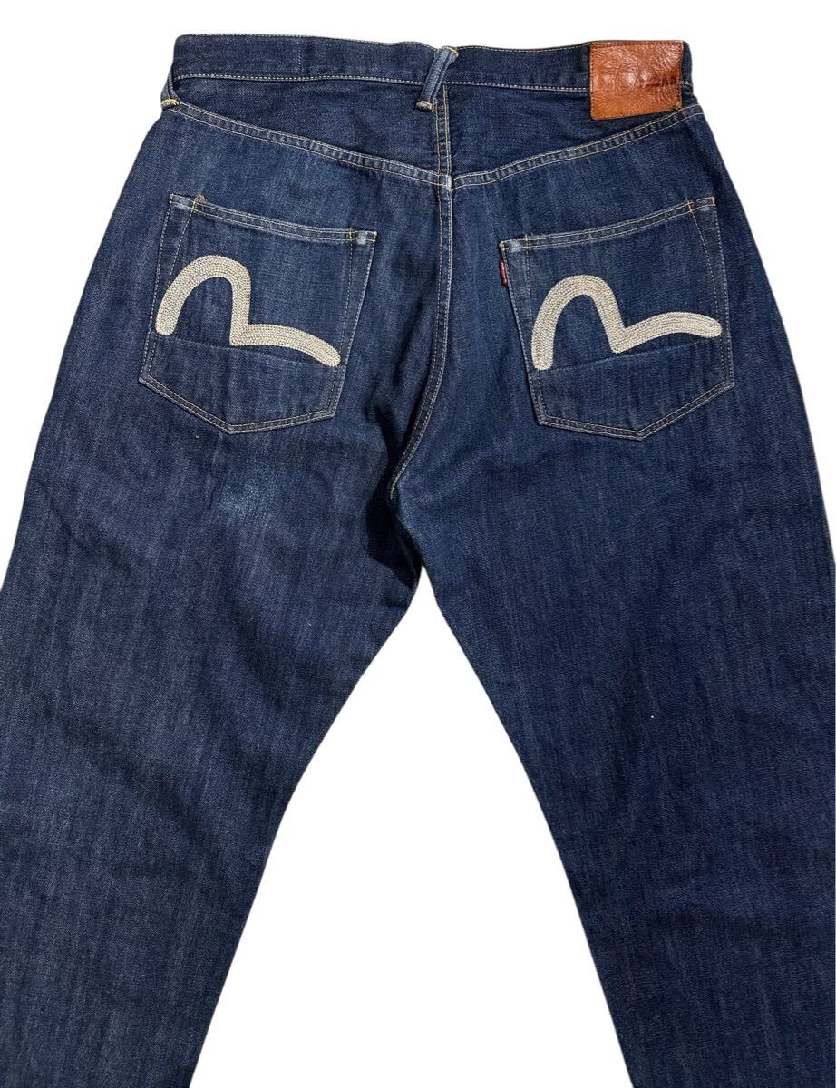 大きいサイズ 濃紺 ■ EVISU エヴィス ■ LOT2001 NO2 チェーンステッチ白カモメ インディゴデニム W38L35
