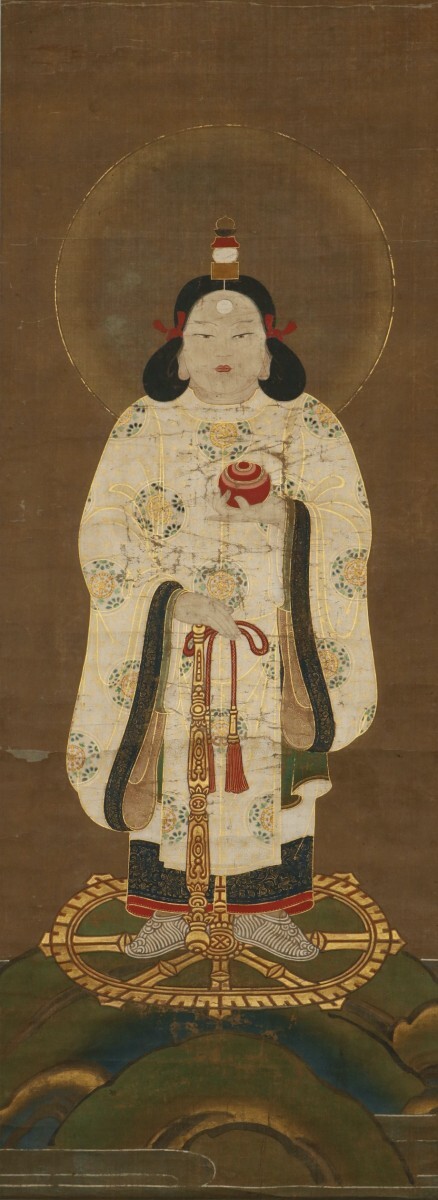 【真作】掛軸「室町期 雨宝童子図」両部神道 神仏習合 天照大神 大日如来 仏画 仏教美術 絵画_2