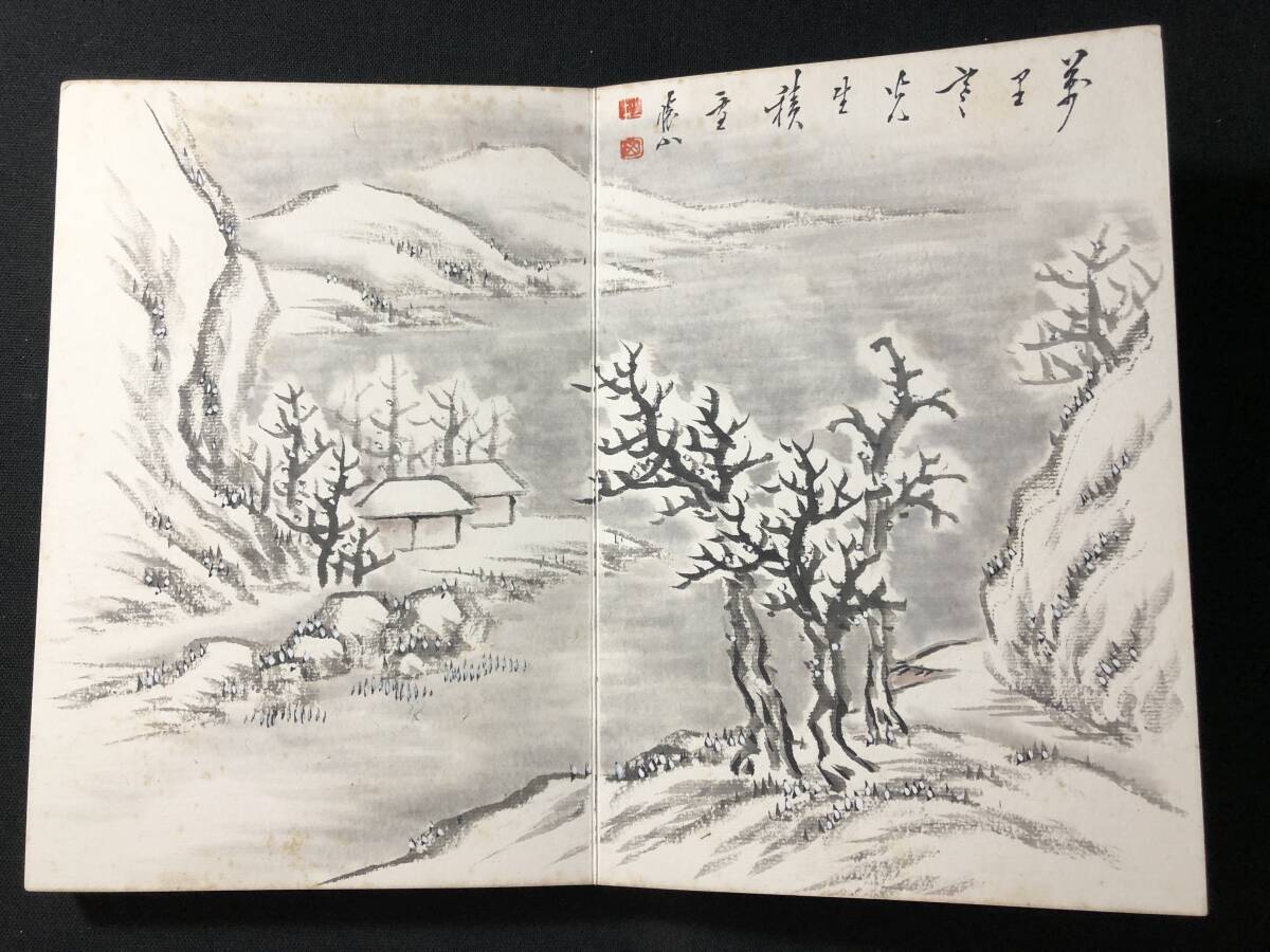 4989中国 南画 絵入 絵本 四方金装飾 古裂装 肉筆 画帖□借境調心□14