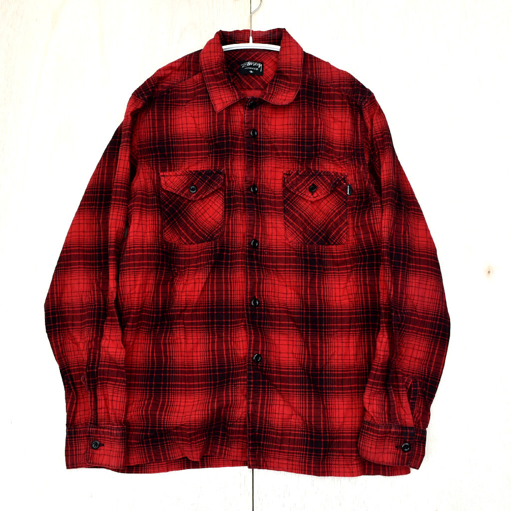 00s stussy ステューシー オンブレチェック プリントネル ネルシャツ